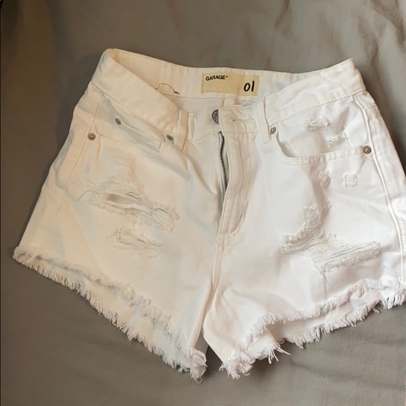 White denim shorts.
